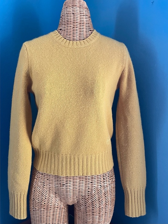 Tory Sport Sweaters - Tory Sport 100% Cashmere Crew Neck Sweater Mustard Yellow Logo Size XS